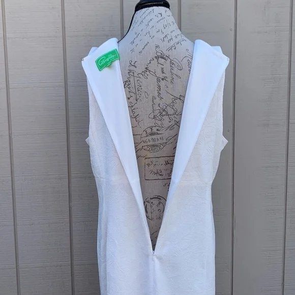 Pappagallo Natural White/Gold Textured Floral Print Sheath Dress - Picture 8 of 16